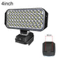 Rectangular 4-inch black LED emergency work light with multi-LED lens on base.