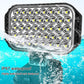 Rectangular LED emergency work light with multi-lens array and black side shield housing