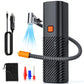 Portable wired car inflator pump kit with power cord and nozzle attachments