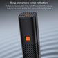 Black portable wired air inflator pump with orange power button and vented base