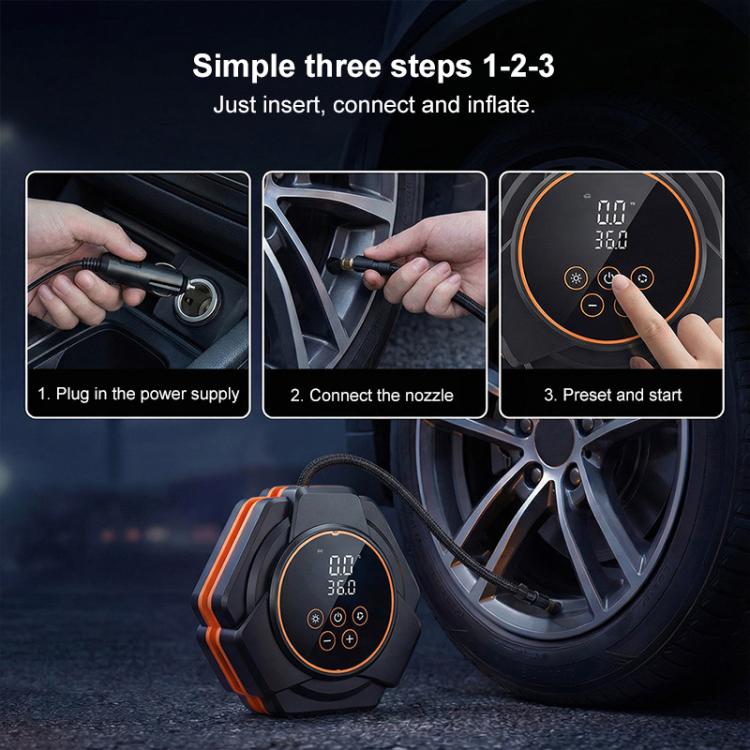 SUITU Car Triangular Air Pump Electric Air Tire Inflator, Button Version, Touch Screen Version