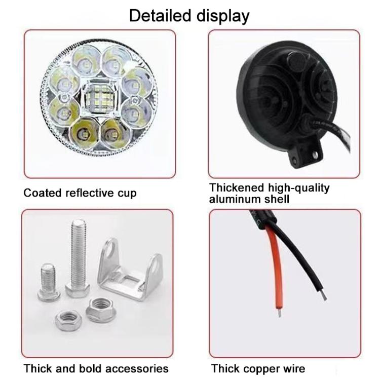 DC12-80V 3 inch Round Motorcycle High-intensity Ultra-bright LED Spotlight