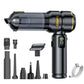 Car handheld vacuum cleaner with clear dust chamber, black body, and gold accent ring