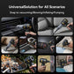 Handheld car vacuum cleaner kit with multiple attachments shown for car use
