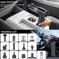 Handheld car vacuum cleaner placed in a car storage cup with multiple heads