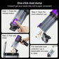 Handheld vacuum cleaner dust cup shown detachable, purple ring and transparent container