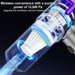 Portable handheld car vacuum cleaner with transparent cyclone filter and purple accents