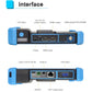Blue-and-black 5-in-1 coaxial video tester with HDMI, VGA and audio ports