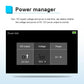Power manager display panel on tester showing 12V output voltage and power