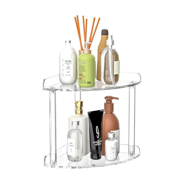 Double Layered Clear Acrylic Corner Storage Rack Desktop Organizer