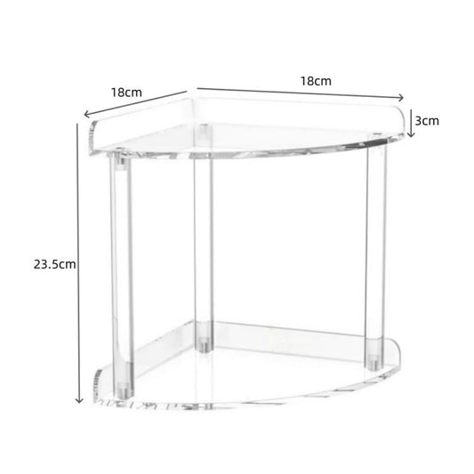 Double Layered Clear Acrylic Corner Storage Rack Desktop Organizer