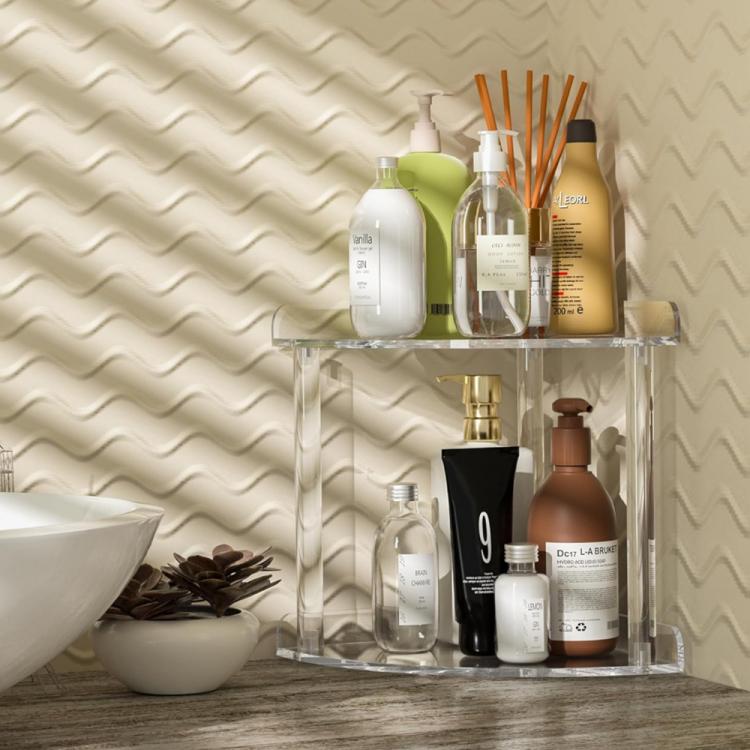 Double Layered Clear Acrylic Corner Storage Rack Desktop Organizer
