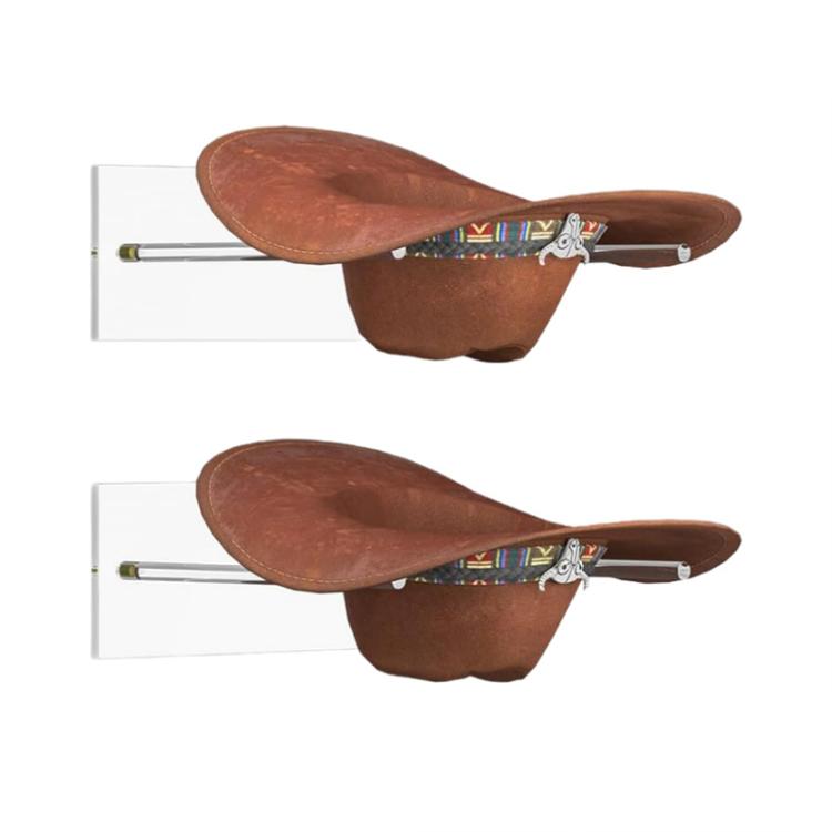 Wall-Mounted Clear Acrylic Cowboy Hat Storage Rack Sun Hat Display Stand, Single Pack, 2pcs/Pack