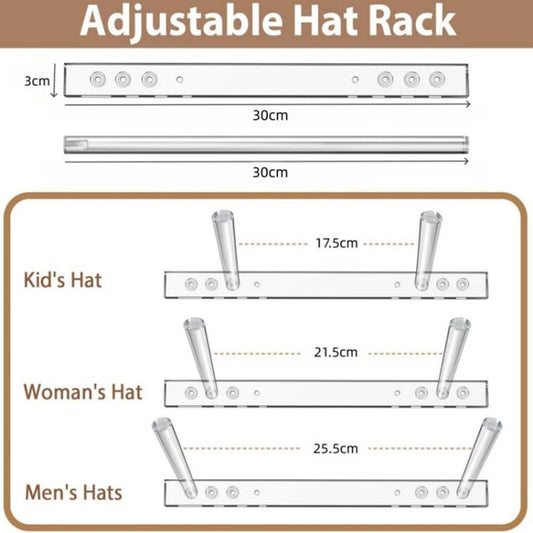 Wall-Mounted Clear Acrylic Three Holes Adjustable Cowboy Hat Storage Rack, Single Pack, 2pcs/Pack