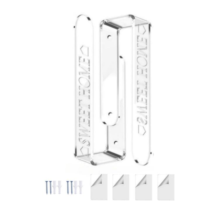 Transparent acrylic curtain tieback holder clips, two clear pieces with screw holes