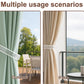 Clear acrylic curtain tieback holder clips securing curtains on patio