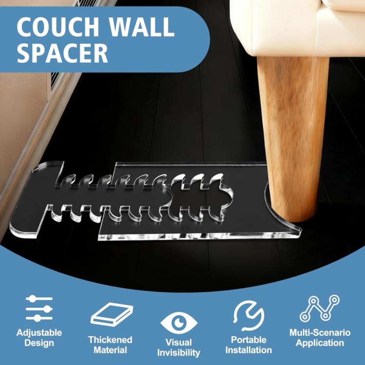 Adjustable Clear Acrylic Furniture Anti-Slip Protective Gasket Wall Spacers, Single Set/Pack, Two Set/Pack