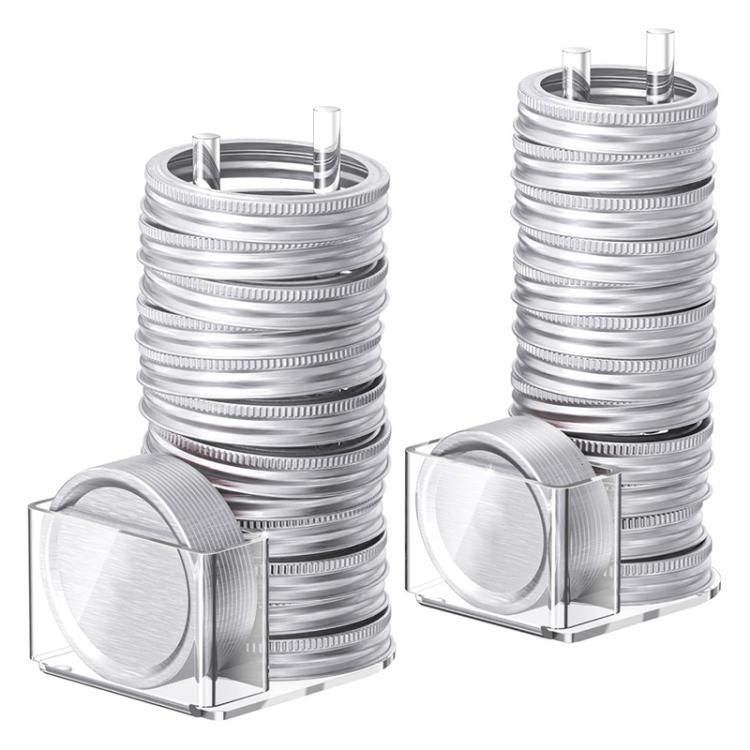 Transparent Acrylic Mason Jar Lid Storage Rack, 70mm Regular Mouth, 86mm Regular Mouth, 70mm and 86mm 2pcs/Pack