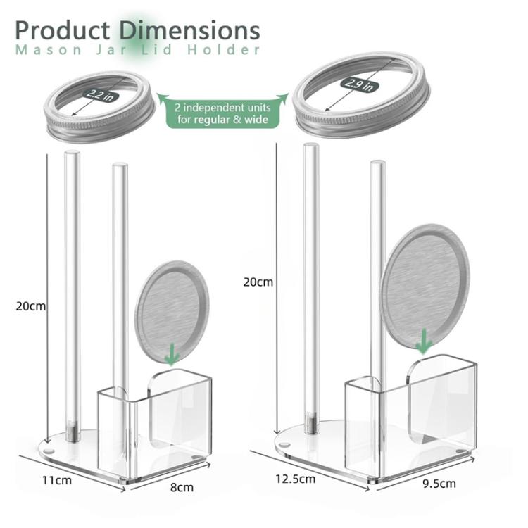 Transparent Acrylic Mason Jar Lid Storage Rack, 70mm Regular Mouth, 86mm Regular Mouth, 70mm and 86mm 2pcs/Pack