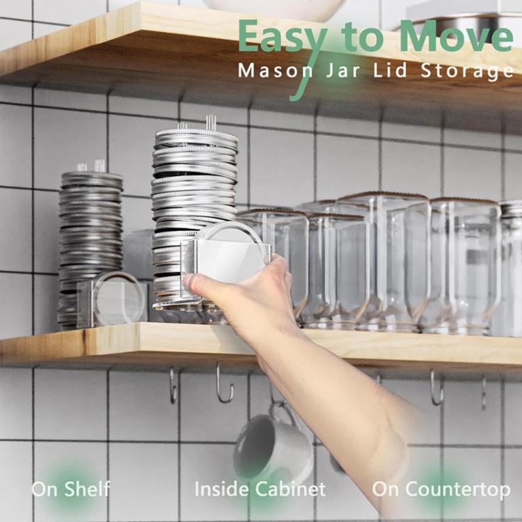 Transparent Acrylic Mason Jar Lid Storage Rack, 70mm Regular Mouth, 86mm Regular Mouth, 70mm and 86mm 2pcs/Pack