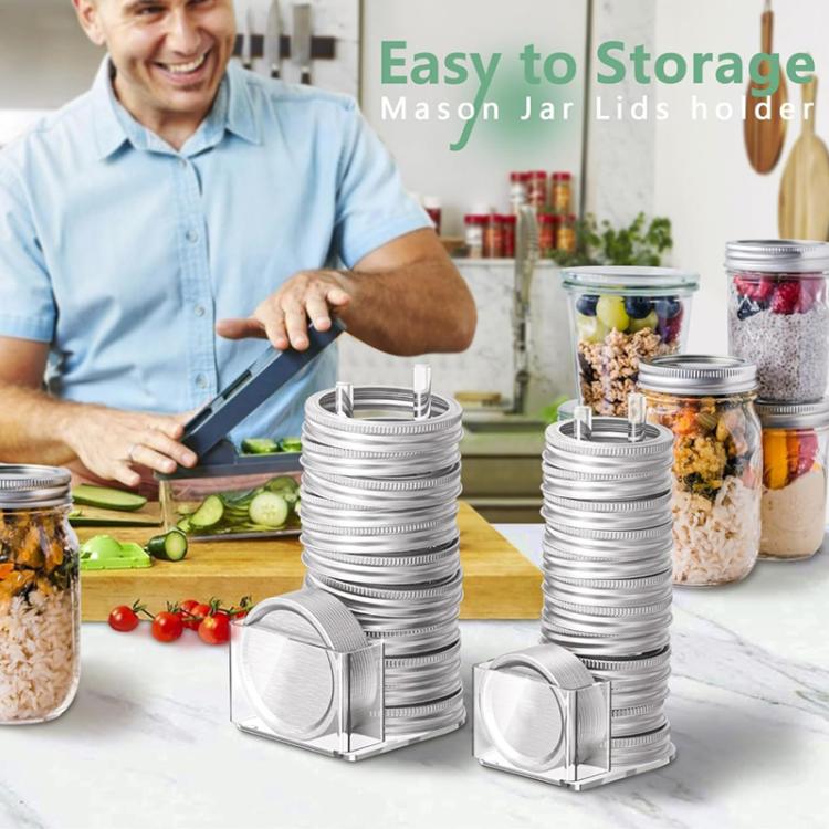 Transparent Acrylic Mason Jar Lid Storage Rack, 70mm Regular Mouth, 86mm Regular Mouth, 70mm and 86mm 2pcs/Pack