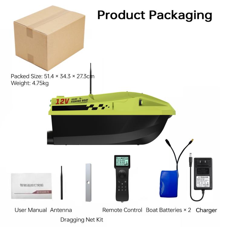 D50E GPS High Speed Smart Remote Control Fishing Bait Boat with Sonar Sensor, EU Plug, US Plug, UK Plug
