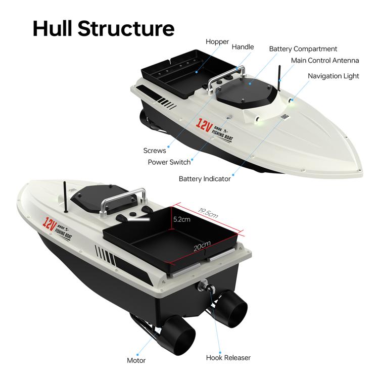 D80E GPS High Power Smart Remote Control Fishing Bait Boat with Sonar Sensor, EU Plug, US Plug, UK Plug