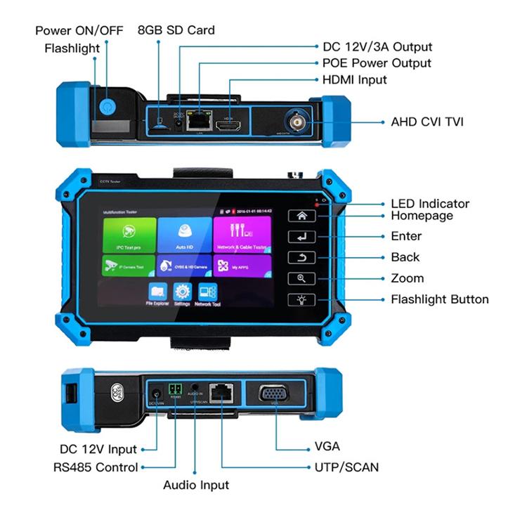 IPC-5100 Plus 4K Network Coaxial Simulation Engineering Video Surveillance Tester, US Plug, EU Plug, UK Plug, AU Plug