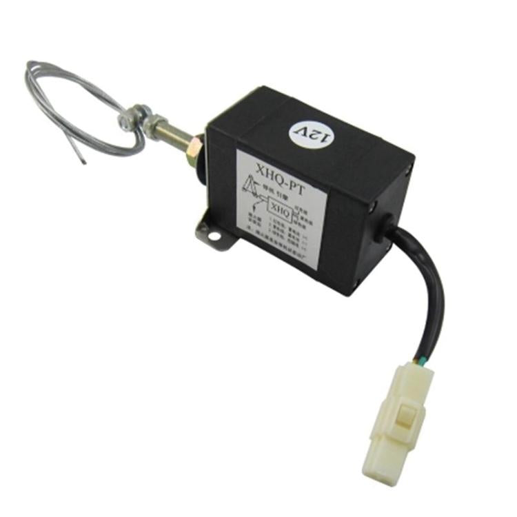 Engine flameout solenoid valve with black housing and white connector lead