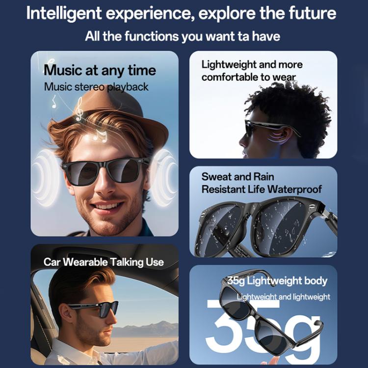 Yesido IO38 black audio sunglasses shown worn, with rain-resistant and lightweight features