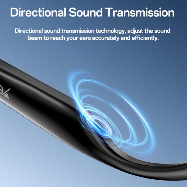 Yesido IO38 black sunglasses temple close-up showing the built-in directional audio speaker