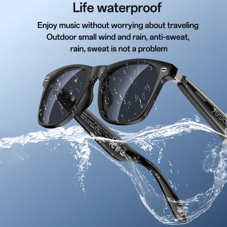 Yesido IO38 black smart audio sunglasses with dark lenses and water-resistant design
