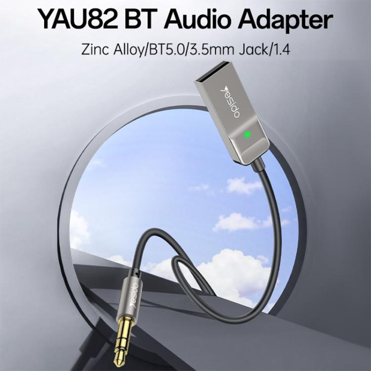 Yesido YAU82 Bluetooth audio adapter with 3.5mm AUX gold plug and silver BT module