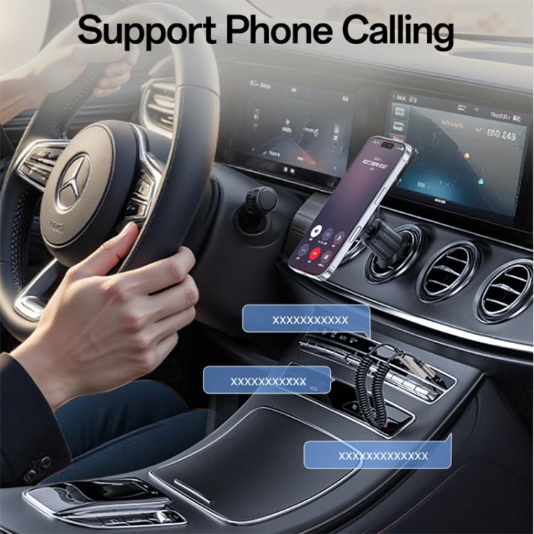 Yesido YAU82 Bluetooth AUX adapter in car, with phone on screen and coiled cable