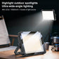 Outdoor portable LED floodlight with foldable stand and large square light panel, black