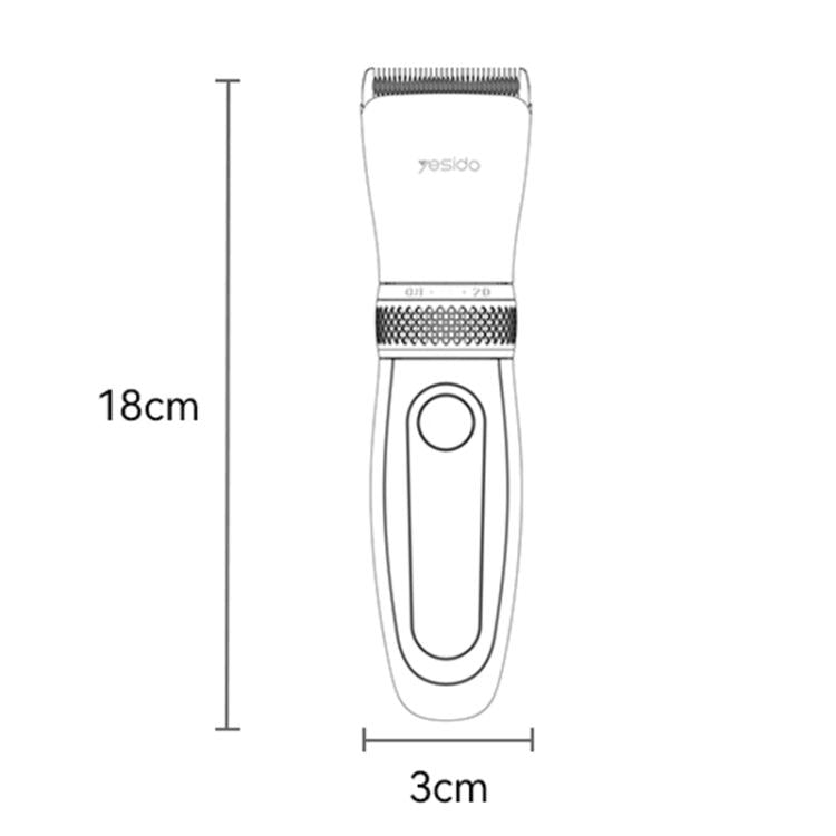 Yesido MG06 cordless washable hair clipper, front view with power button (18 cm)