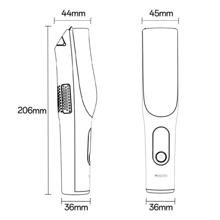 Yesido MG19 baby hair clipper size diagram, 206mm length and 45mm width