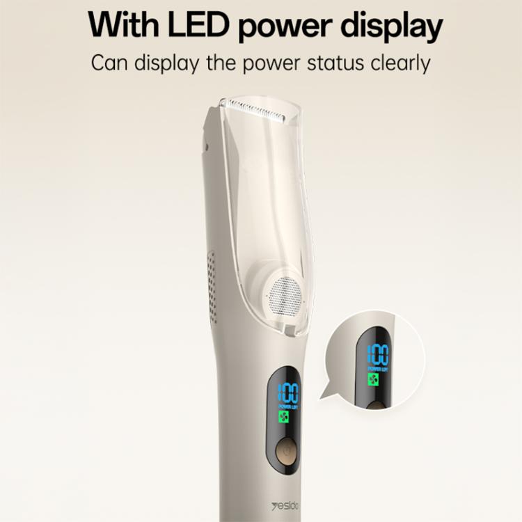 Yesido MG19 hair clipper with LED power display panel and white body.