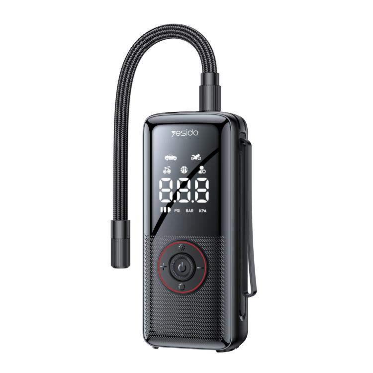 Yesido cordless car tire inflator with LED display and black mesh body