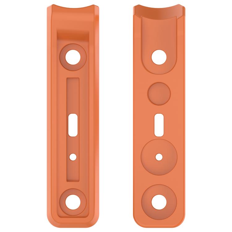 Orange smartwatch bumper strip shown front and back with button and sensor openings.