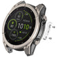 Garmin smartwatch with silver metal bumper side strip and screws shown detached.