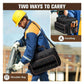 Black tool bag with shoulder strap and top carry handle for two ways to carry