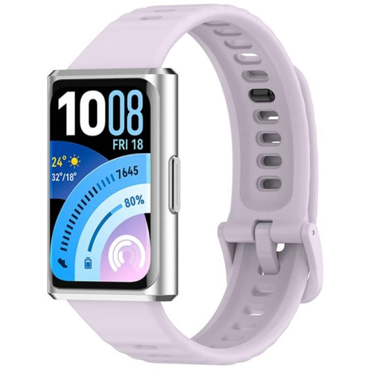 Light purple wavy-texture silicone watch band with adjustable holes and buckle