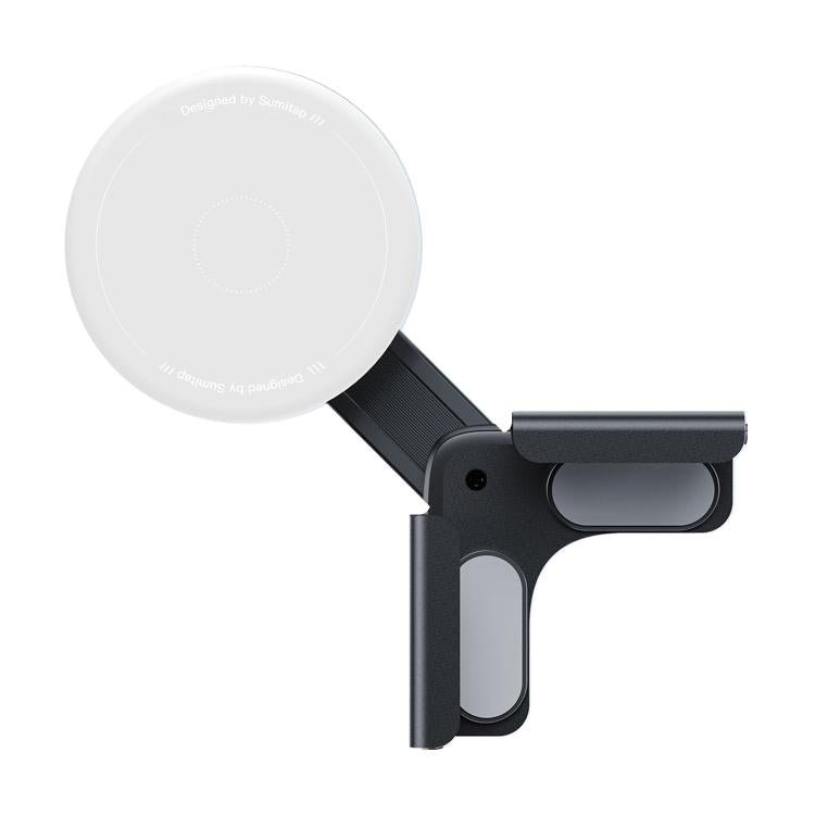White round magnetic phone navigation mount with black grip and adjustable arm
