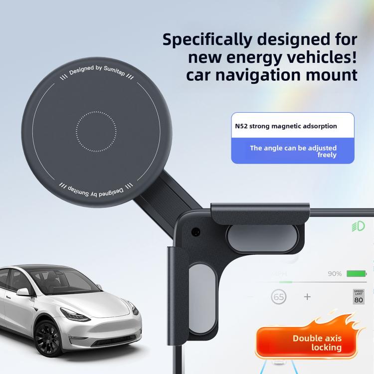 Black round magnetic phone mount with cradle and adjustable arm