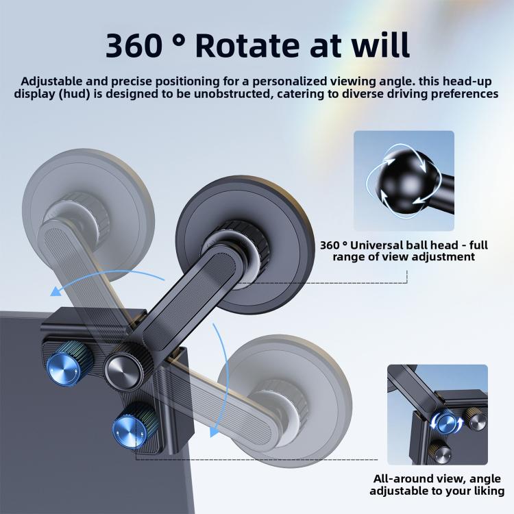 Black magnetic phone mount with 360° rotating head and adjustable arm