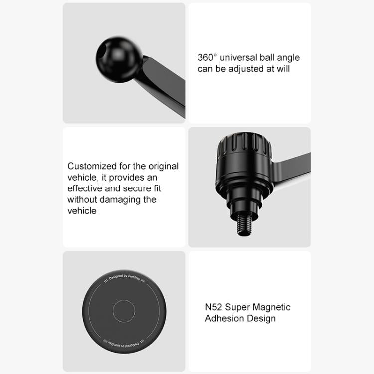 Car magnetic phone holder mount with 360 ball joint, angled arm, and circular pad