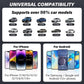 Universal compatibility chart for car adapter, showing iPhone and Android support icons