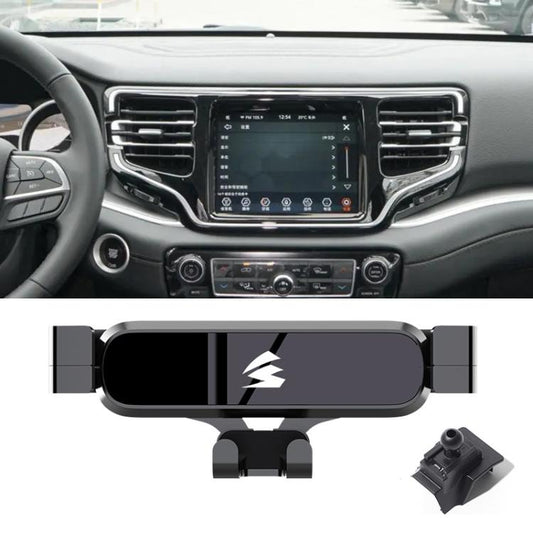 Car air vent metal gravity phone holder mount with black cradle and vent clips