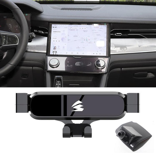 Car air vent phone holder mount with metal gravity clip, for hands-free viewing